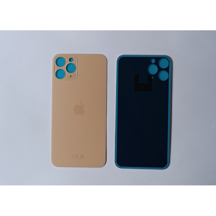 Vitre Arriere pour iPhone 11 Pro Or Gold Avec Colle Pre installé, Grand trou