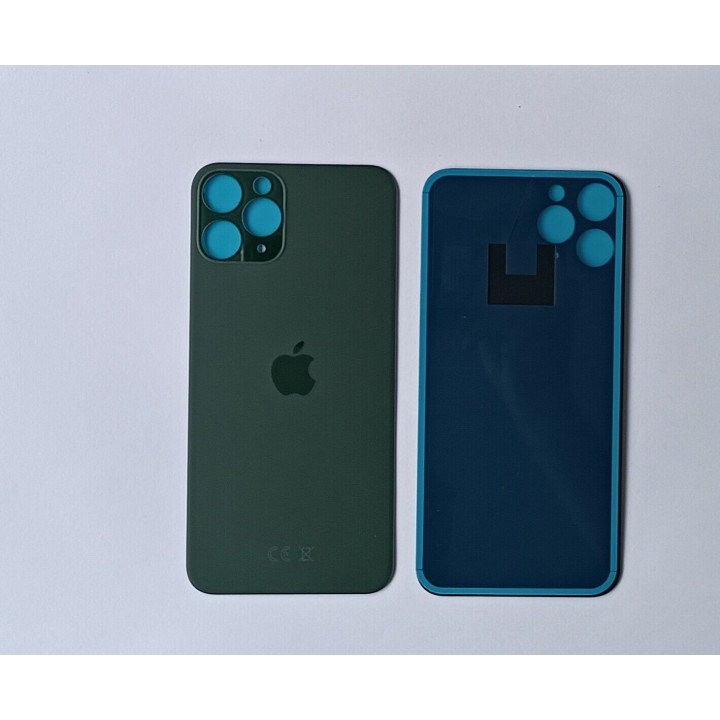 Vitre Arriere pour iPhone 11 Pro Nuit Vert Avec Colle Pre installé, Grand trou