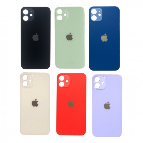 Vitre Arriere pour iPhone 12 Rouge Avec Colle Pre installé, Grand trou