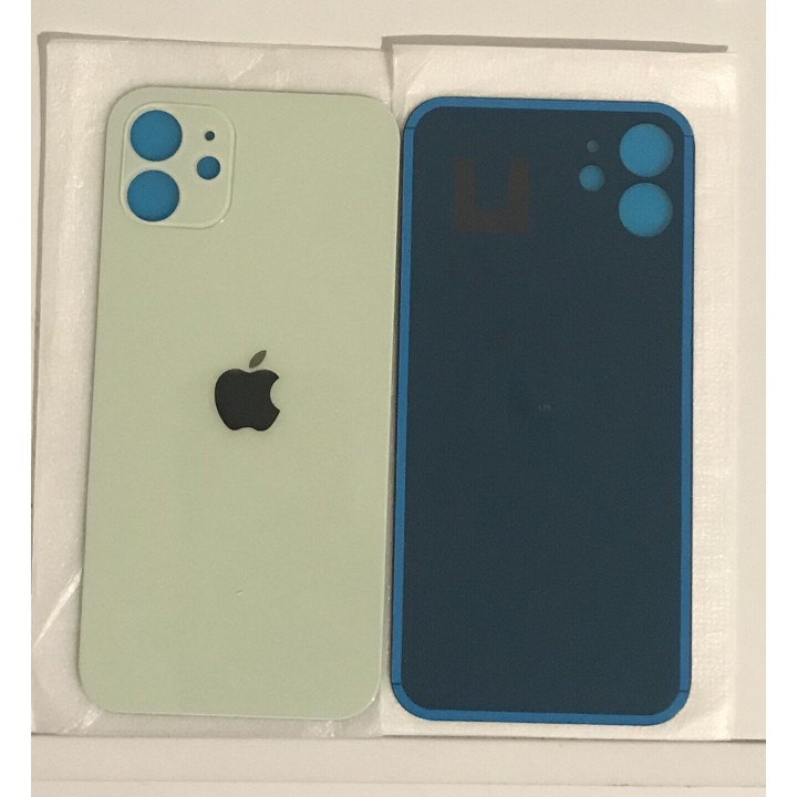 Vitre Arriere pour iPhone 12 Vert Avec Colle Pre installé, Grand trou