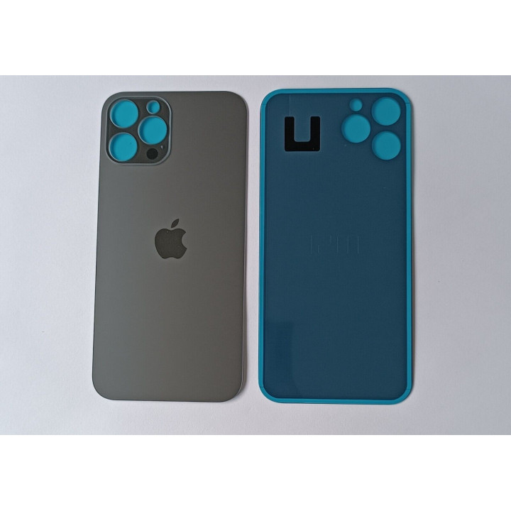 Vitre Arriere pour iPhone 12 Pro Max Noir Graphite, Avec Colle + Grand trou