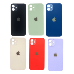 Vitre Arriere pour iPhone 12 Mini Bleu, Colle Pre installé + Grand trou