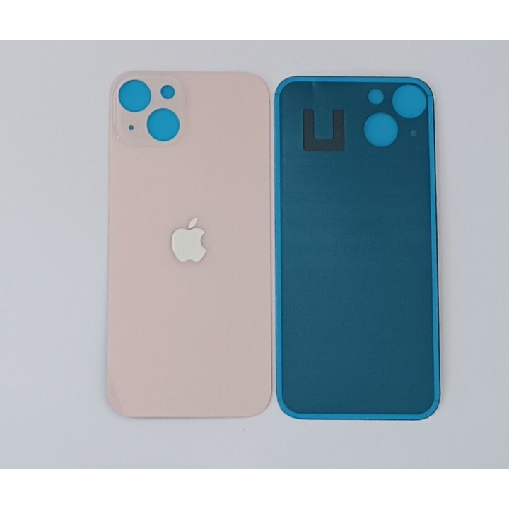 Vitre Arriere pour iPhone 13 Rose, Colle Pre installé + Grand trou