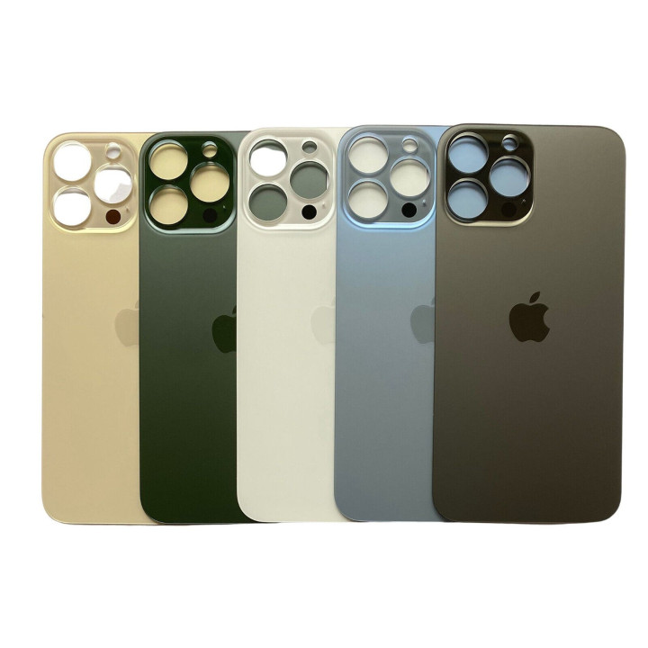 Vitre Arriere pour iPhone 13 Pro Max Bleu Alpin, Colle Pre installé + Grand trou