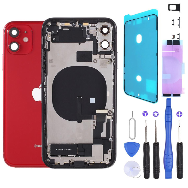 Chassis complet remplacement pour iPhone 11 ROUGE Premonte + NFC / Kit