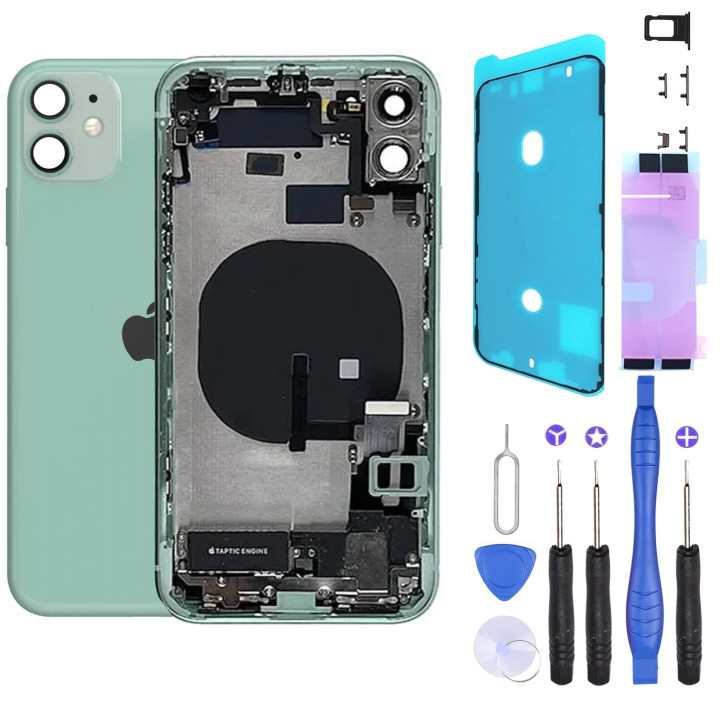 Chassis complet remplacement pour iPhone 11 VERT Premonte + NFC + Joint étanche + Kit