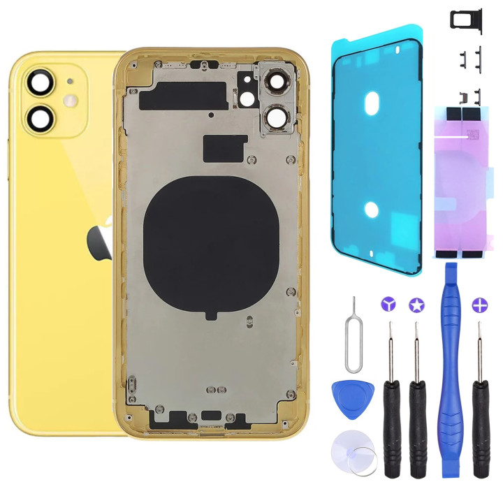 Chassis nu remplacement pour iPhone 11 JAUNE - Chassis Coque nu +Joint +Colle