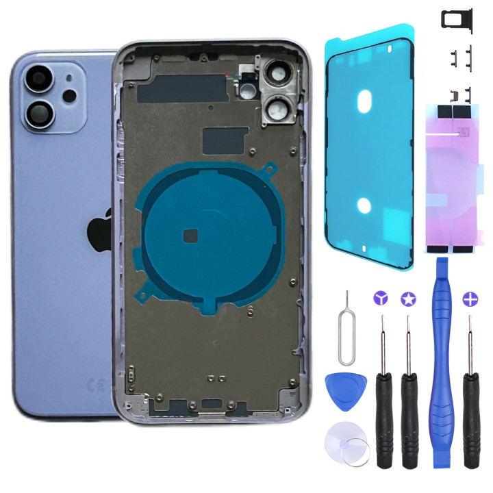 Chassis nu remplacement pour iPhone 11 VIOLET - Chassis Coque nu +Colle +Joint
