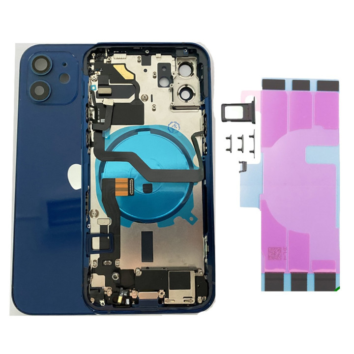 Chassis complet remplacement pour iPhone 12 Mini Bleu + NFC + Joint étanche + Kit