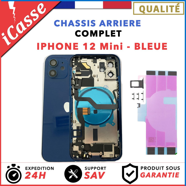 Chassis complet remplacement pour iPhone 12 Mini Bleu + NFC + Joint étanche + Kit