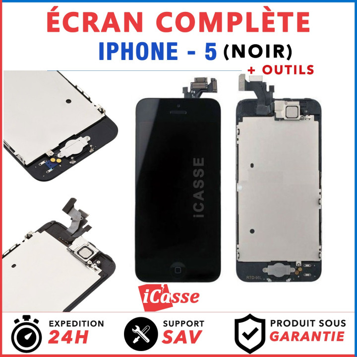 BLOC COMPLET ASSEMBLÉ VITRE TACTILE + ECRAN LCD RETINA IPHONE 5 NOIR