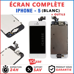 BLOC COMPLET ASSEMBLÉ VITRE TACTILE + ECRAN LCD RETINA IPHONE 5 BLANC