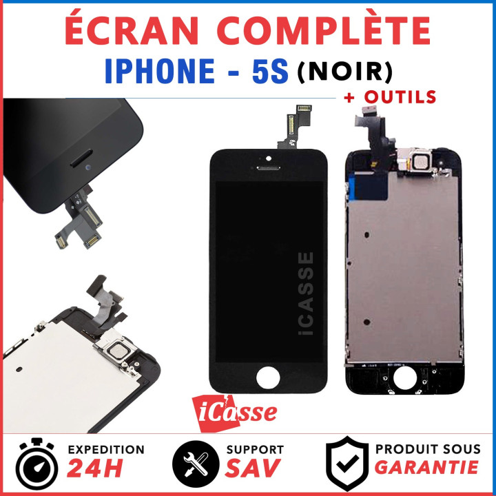 BLOC COMPLET ASSEMBLÉ VITRE TACTILE + ECRAN LCD RETINA IPHONE 5S NOIR