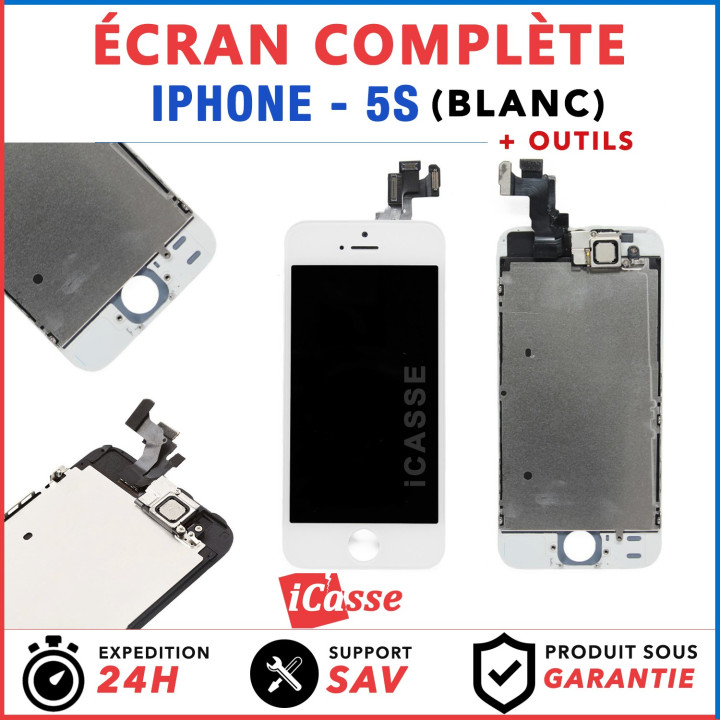 BLOC COMPLET ASSEMBLÉ VITRE TACTILE + ECRAN LCD RETINA IPHONE 5S BLANC