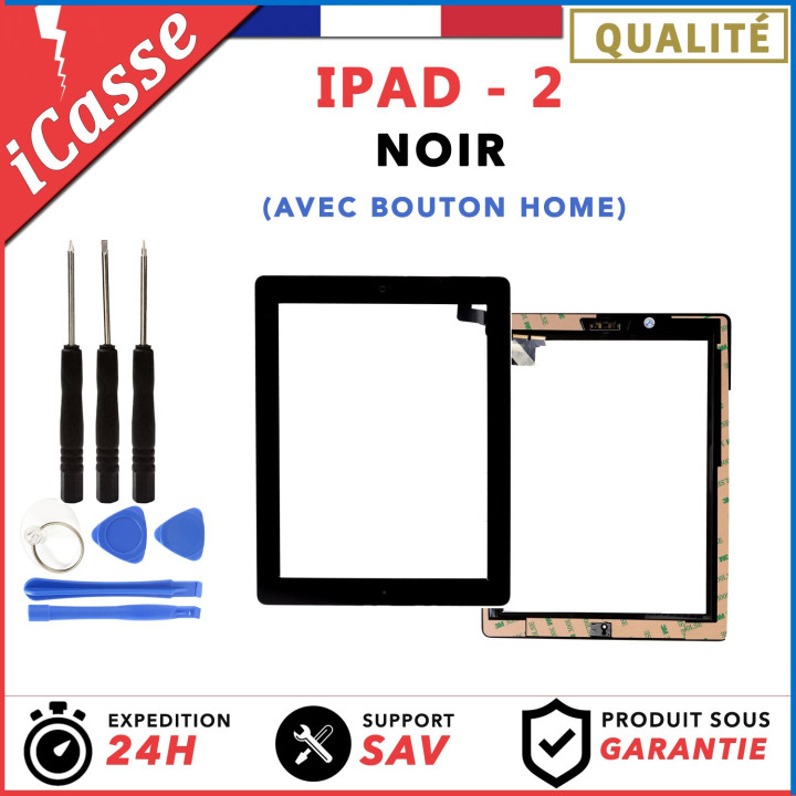 VITRE ECRAN TACTILE ASSEMBLE COMPLET POUR IPAD 2 NOIR + OUTILS