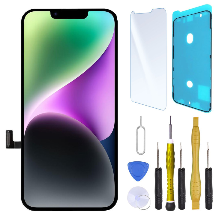 Ecran OLED Remplacement pour iPhone 14 Avec Joint Ecran  Verre trempe et Kit