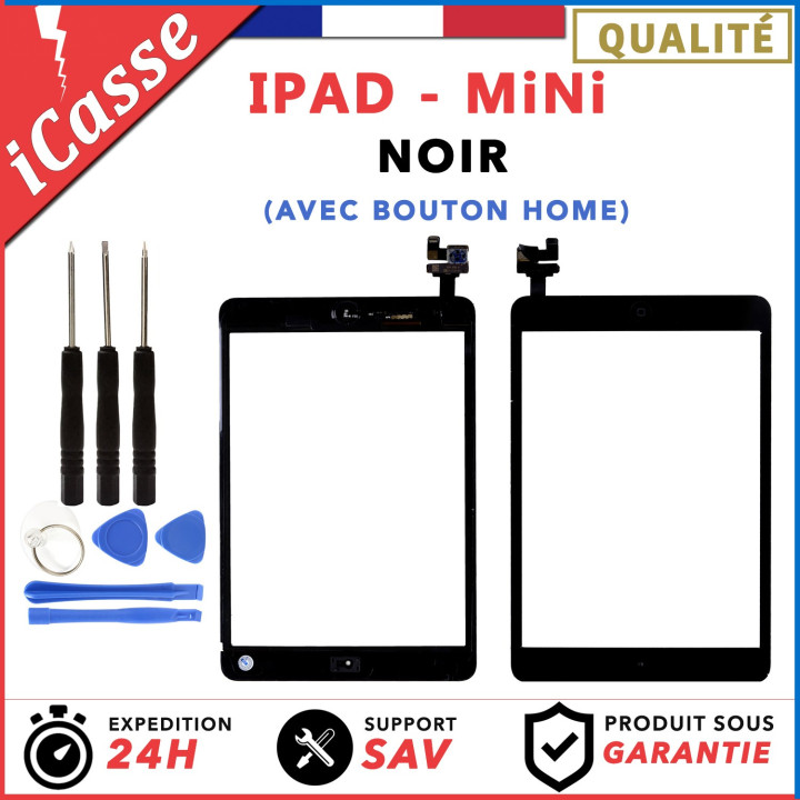VITRE ECRAN TACTILE COMPLÈTE POUR IPAD MINI 1 NOIR + OUTILS + ADHESIF