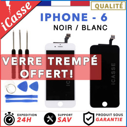 VITRE TACTILE IPHONE 6 NOIR OU BLANC + ECRAN LCD RETINA SUR CHASSIS + Outils