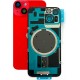 Vitre Arriere avec Plaque pour iPhone 14 Rouge Red +Aimants et Colle