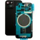 Vitre Arriere avec Plaque pour iPhone 14 Plus Minuit Noir +Aimants et Colle