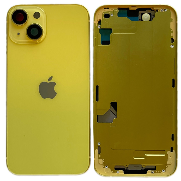 BARE replacement rear chassis for iPhone 14 YELLOW - Bare shell + GLUE