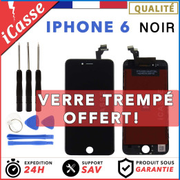 VITRE TACTILE IPHONE 6 NOIR + ECRAN LCD RETINA SUR CHASSIS + OUTILS