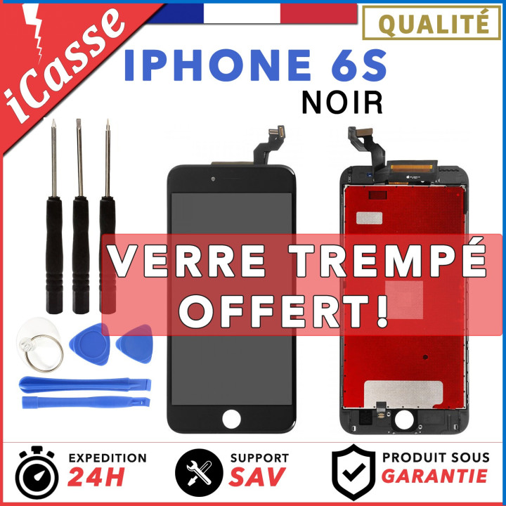 VITRE TACTILE + ECRAN LCD RETINA SUR CHASSIS POUR IPHONE 6S NOIR + OUTILS