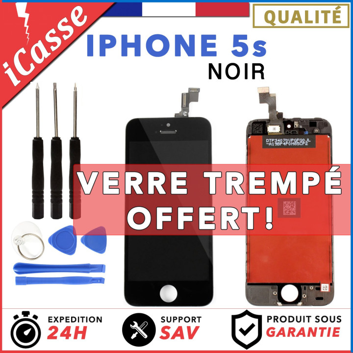 ÉCRAN LCD DALLE AVEC CHASSIS POUR IPHONE 5S NOIR VITRE TACTILE + OUTILS