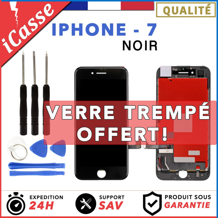 VITRE TACTILE + ECRAN LCD RETINA ASSEMBLE SUR CHASSIS POUR IPHONE 7 NOIR