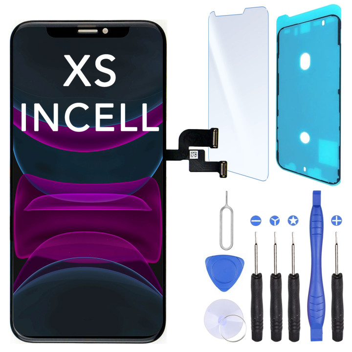 Écran InCell pour iPhone XS + joint + verre trempé + outils