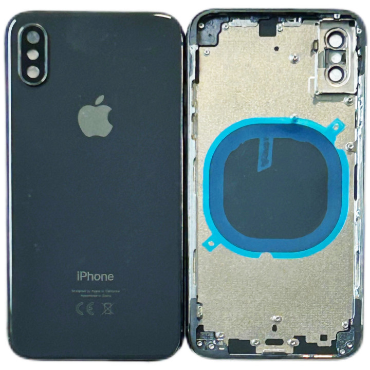 Châssis arrière NU pour iPhone XS Noir / Gris + outils + joint