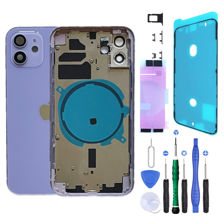 Châssis arrière NU pour iPhone 12 Mini Violet + outils + joint