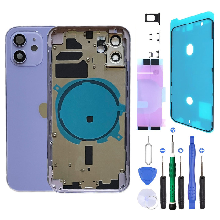 Châssis arrière NU pour iPhone 12 Mini Violet + outils + joint