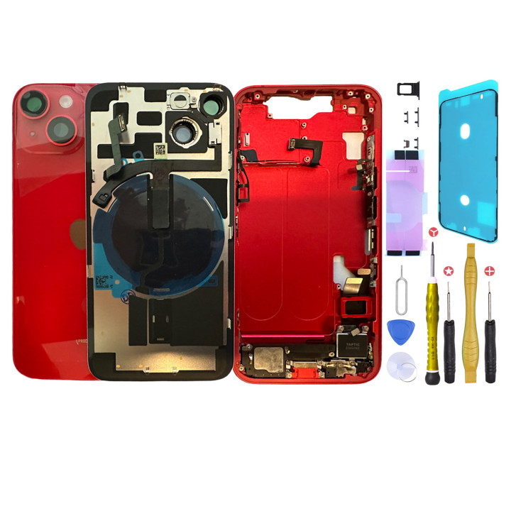 Châssis complet prémonté pour iPhone 14 Rouge + NFC + joint + outils