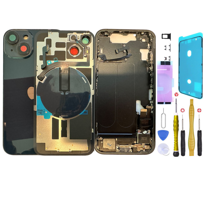 Châssis complet prémonté pour iPhone 14 Plus Noir + NFC + joint + outils