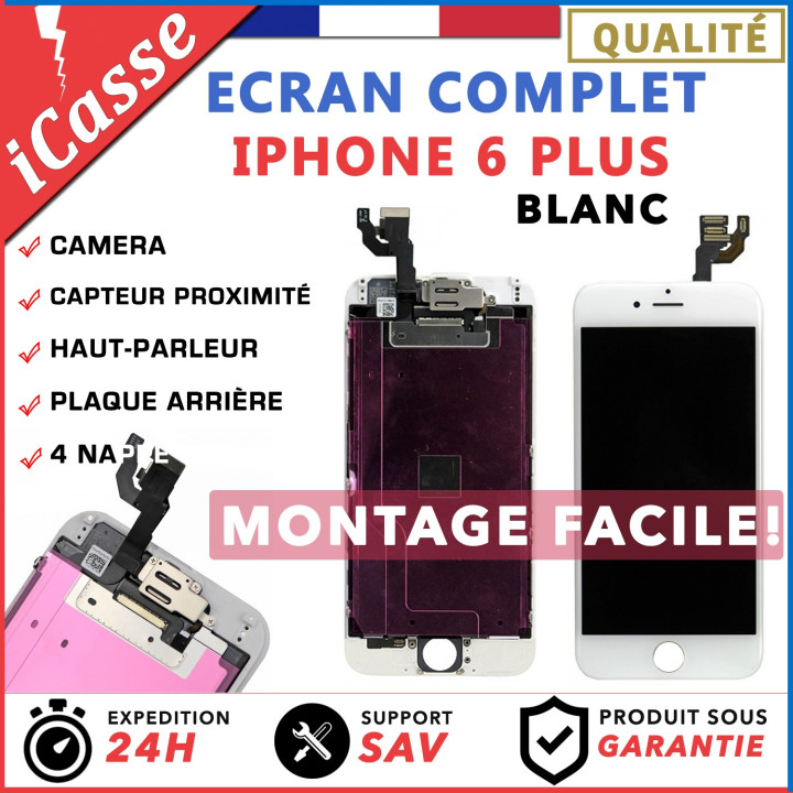 BLOC COMPLET TOUT ASSEMBLÉ VITRE TACTILE + ECRAN LCD IPHONE 6 PLUS NOIR / BLANC