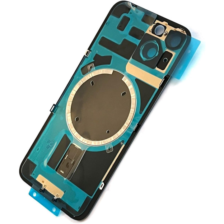 Vitre arrière pour iPhone 14 Plus Blanc + adhésif + plaque métallique + joint