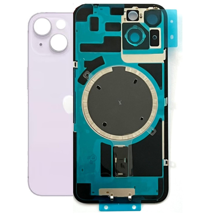 Vitre arrière pour iPhone 14 Plus Violet + adhésif + plaque métallique + joint