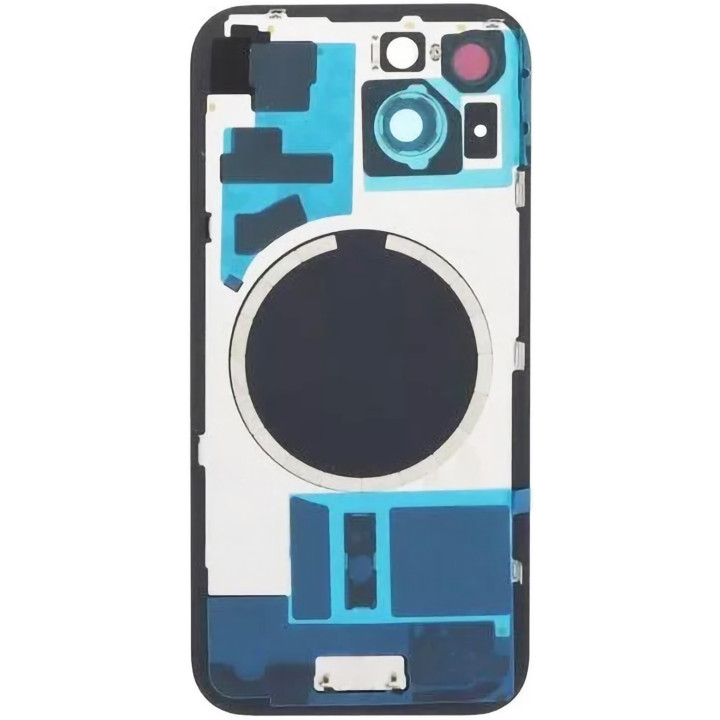 Vitre arrière pour iPhone 15 Noir + adhésif + plaque métallique + joint