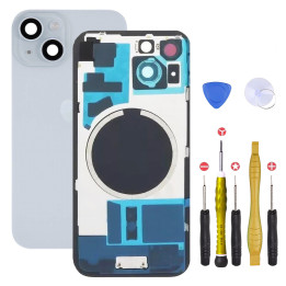 Vitre arrière pour iPhone 15 Bleu + adhésif + plaque métallique + joint