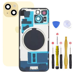 Vitre arrière pour iPhone 15 Jaune + adhésif + plaque métallique + joint