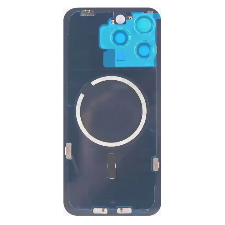 Vitre arrière pour iPhone 15 Pro Gris + adhésif + plaque métallique + joint