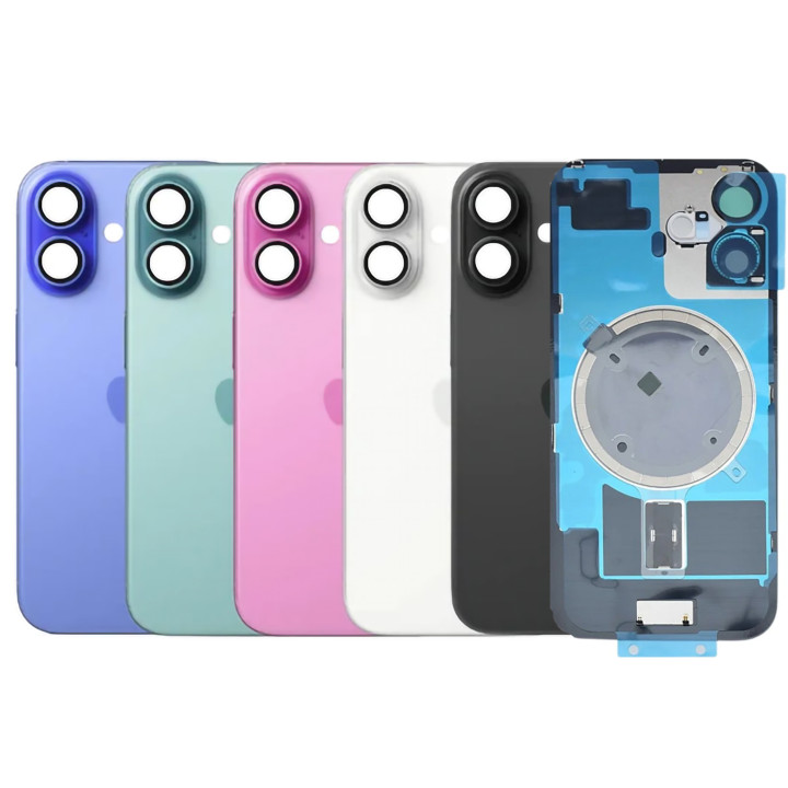 Vitre arrière pour iPhone 16 Plus Vert + adhésif + plaque métallique + joint