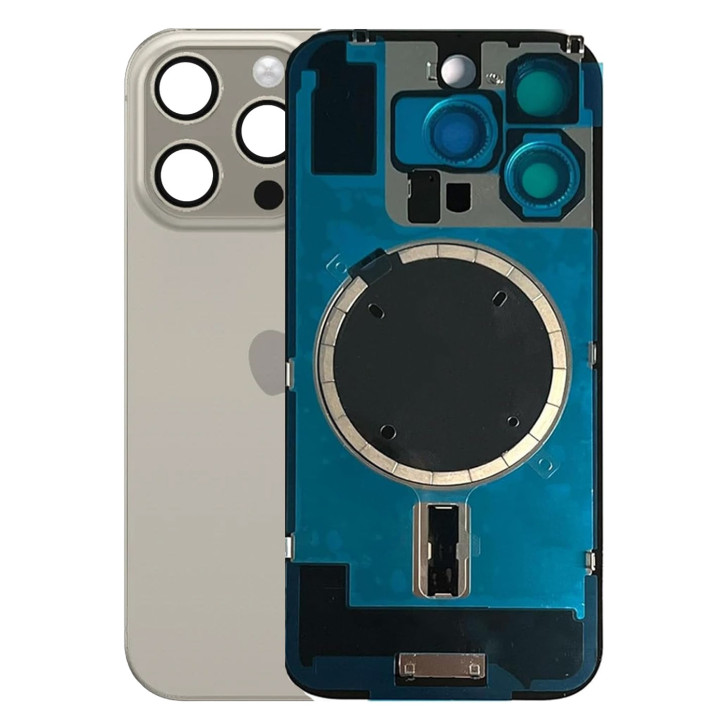 Vitre arrière pour iPhone 16 Pro Gris + adhésif + plaque métallique + joint