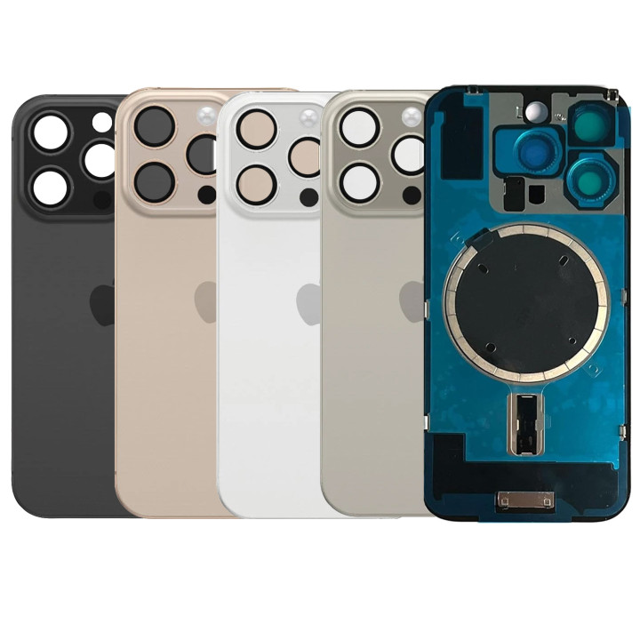 Vitre arrière iPhone 16 Pro Max Blanc + adhésif + plaque métallique + joint