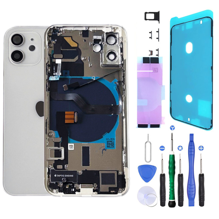 Châssis complet prémonté pour iPhone 12 Mini Blanc + NFC + joint + outils