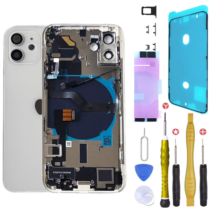 Châssis complet prémonté pour iPhone 12 Mini Blanc + NFC + joint + outils