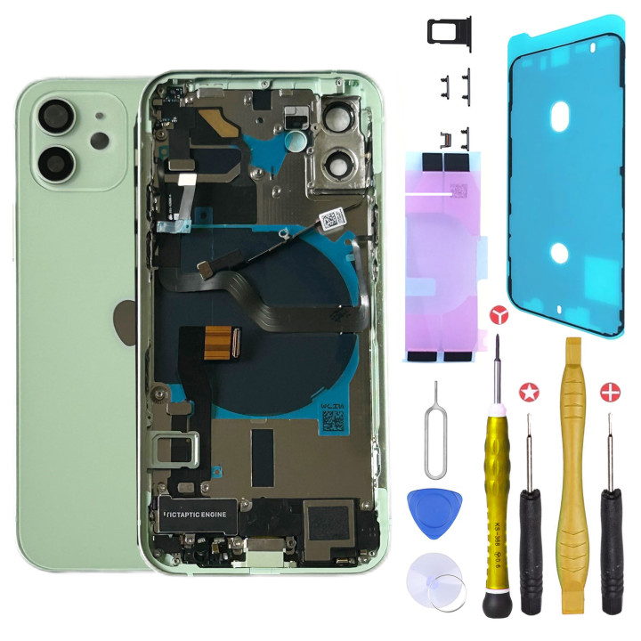 Châssis complet prémonté pour iPhone 12 Mini Vert + NFC + joint + outils