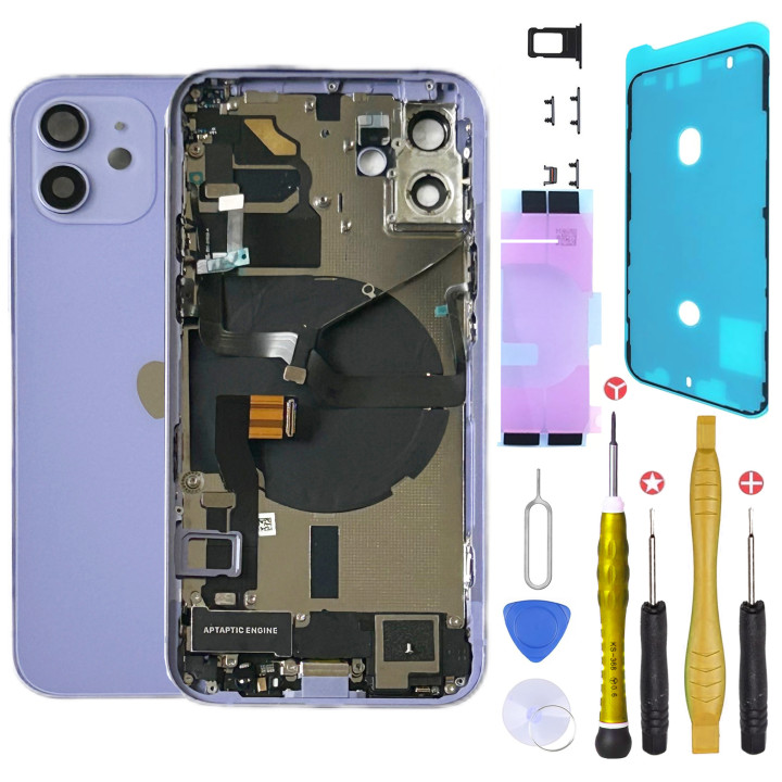 Châssis complet prémonté pour iPhone 12 Mini Violet + NFC + joint + outils