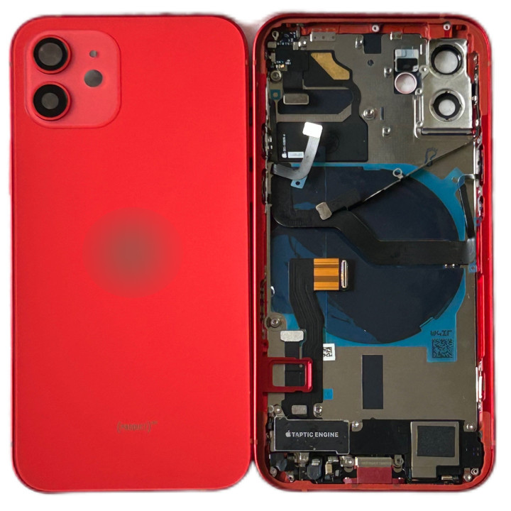 Châssis complet prémonté pour iPhone 12 Mini Rouge + NFC + joint + outils